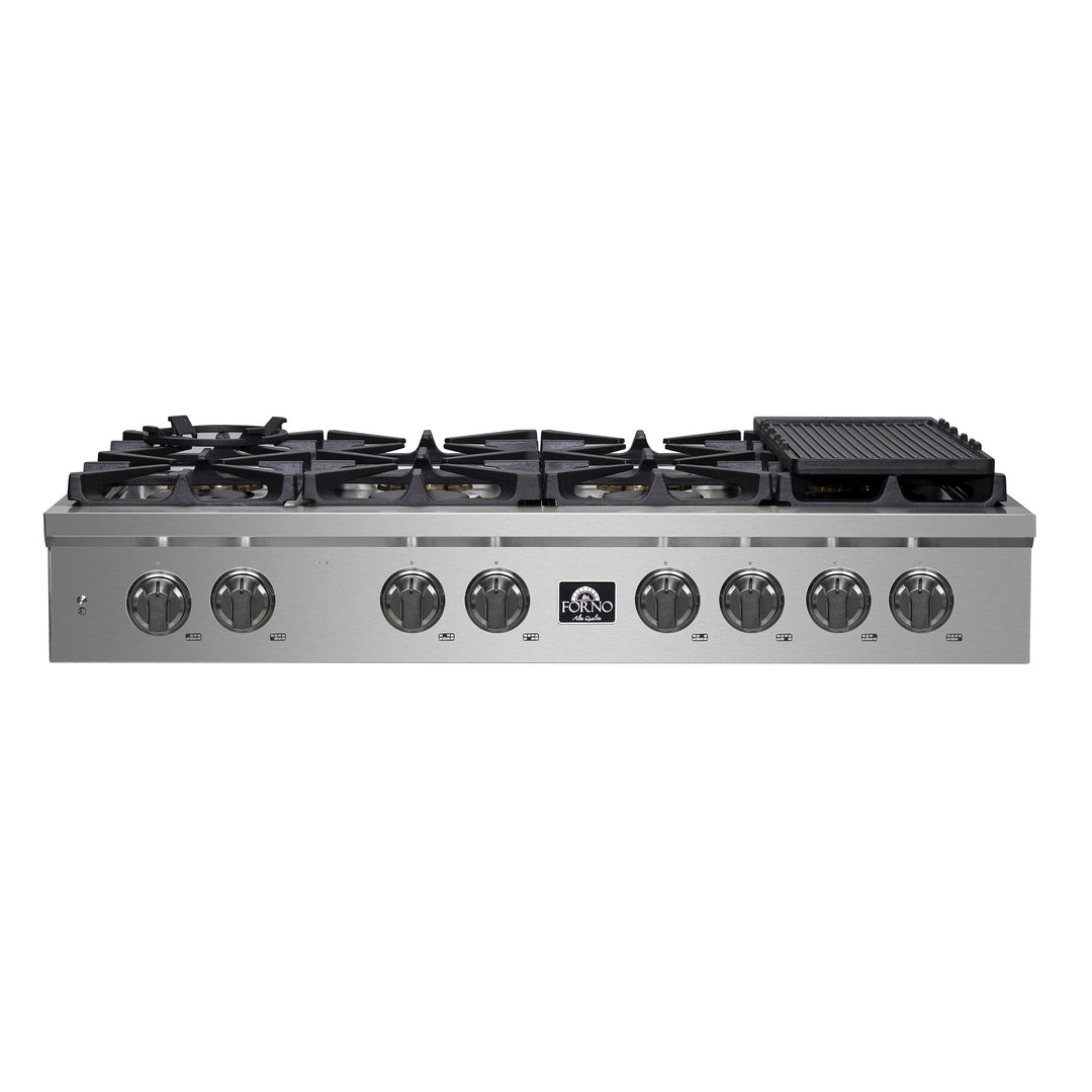 Forno Spezia 48 Inch Cooktop, 8 Burners. Wok Ring and Grill/Griddle in Stainless Steel (FCTGS5751-48)