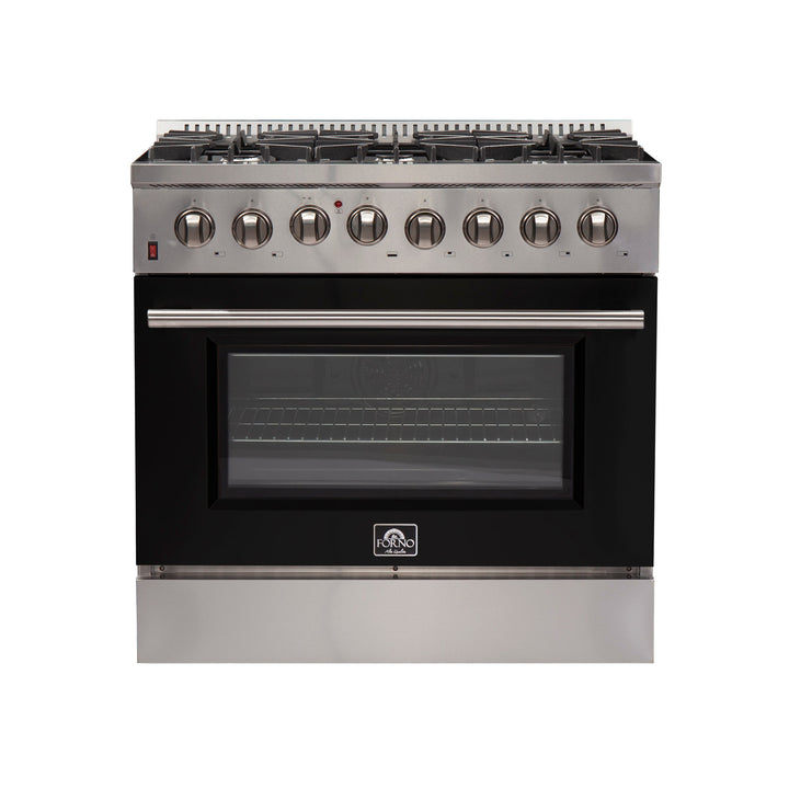 Forno 36 Inch Galiano Gas Burner / Electric Oven in Stainless Steel 6 Italian Burners (FFSGS6156-36)