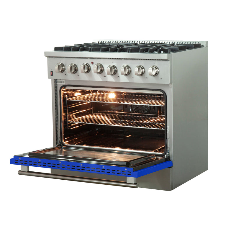 Forno 36 Inch Galiano Gas Burner / Electric Oven in Stainless Steel 6 Italian Burners (FFSGS6156-36)