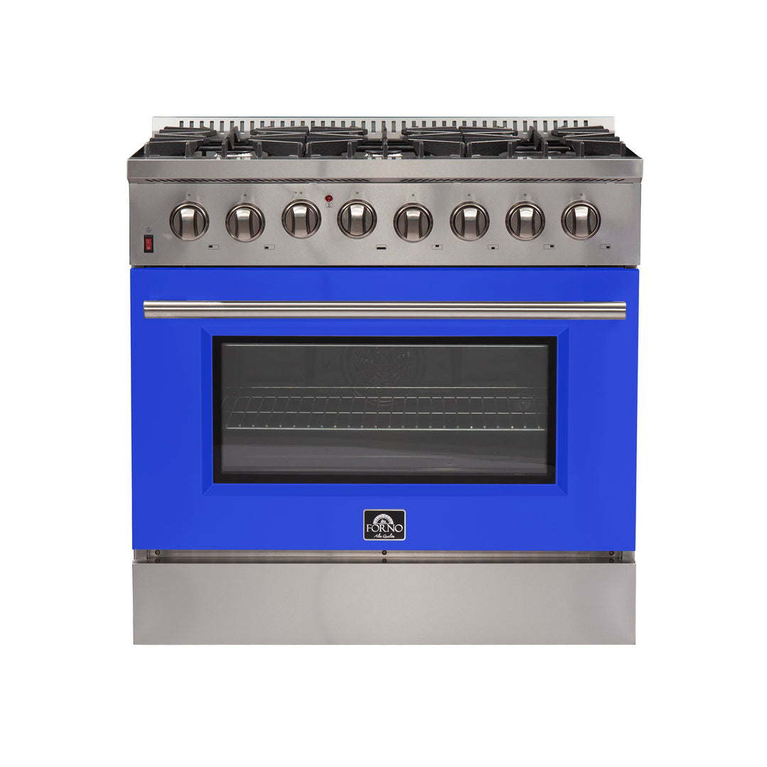 Forno 36 Inch Galiano Gas Burner / Electric Oven in Stainless Steel 6 Italian Burners (FFSGS6156-36)