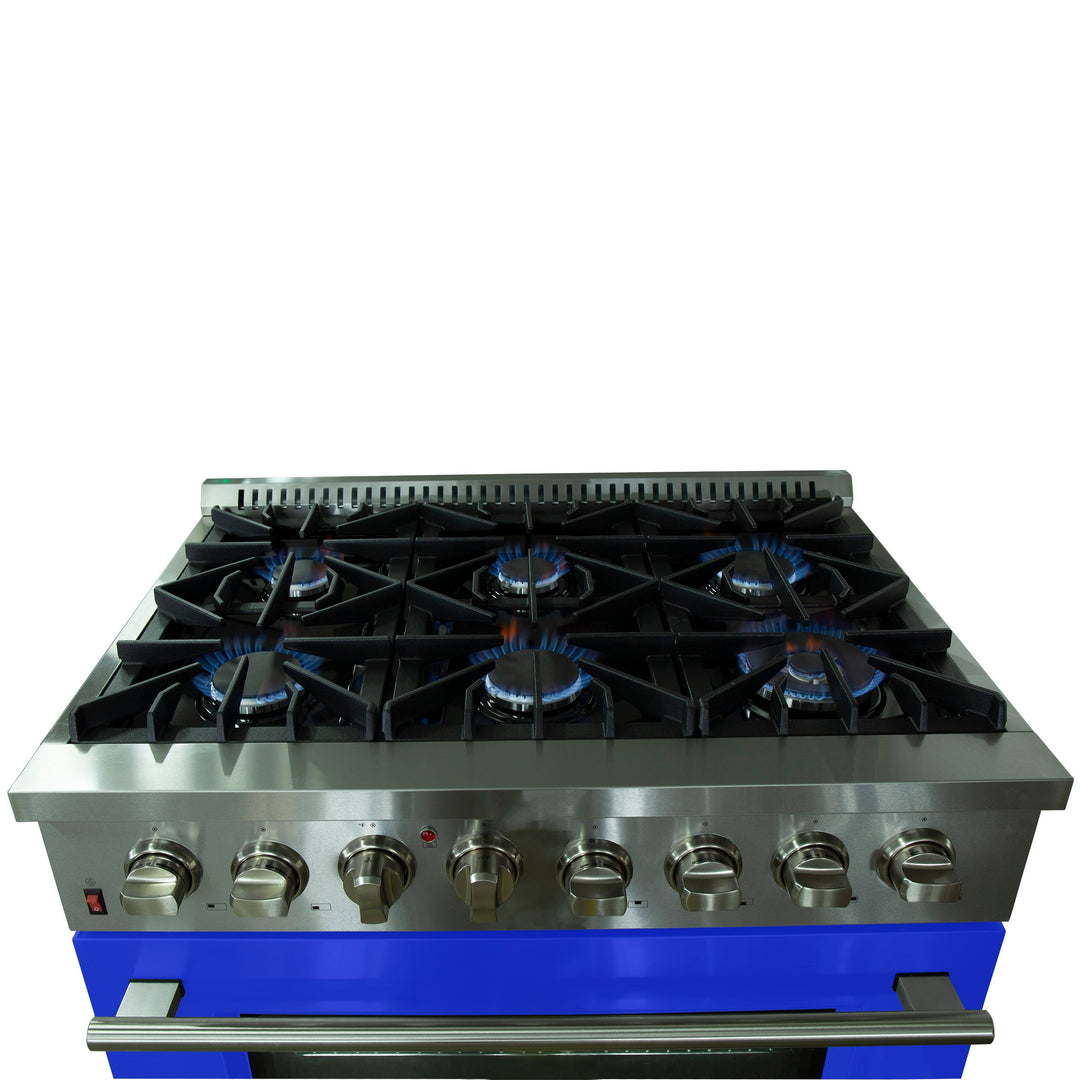 Forno 36 Inch Galiano Gas Burner / Electric Oven in Stainless Steel 6 Italian Burners (FFSGS6156-36)