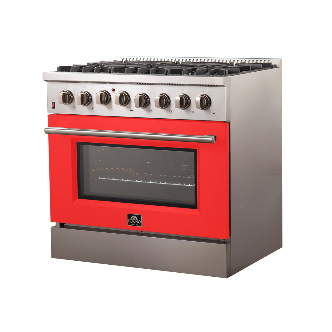 Forno 36 Inch Galiano Gas Burner / Electric Oven in Stainless Steel 6 Italian Burners (FFSGS6156-36)