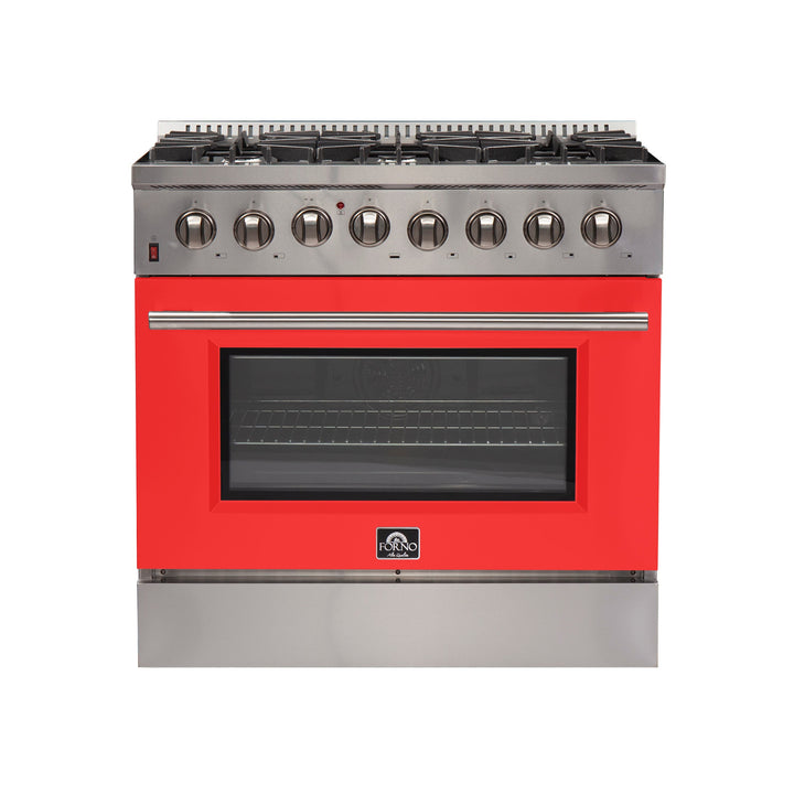 Forno 36 Inch Galiano Gas Burner / Electric Oven in Stainless Steel 6 Italian Burners (FFSGS6156-36)