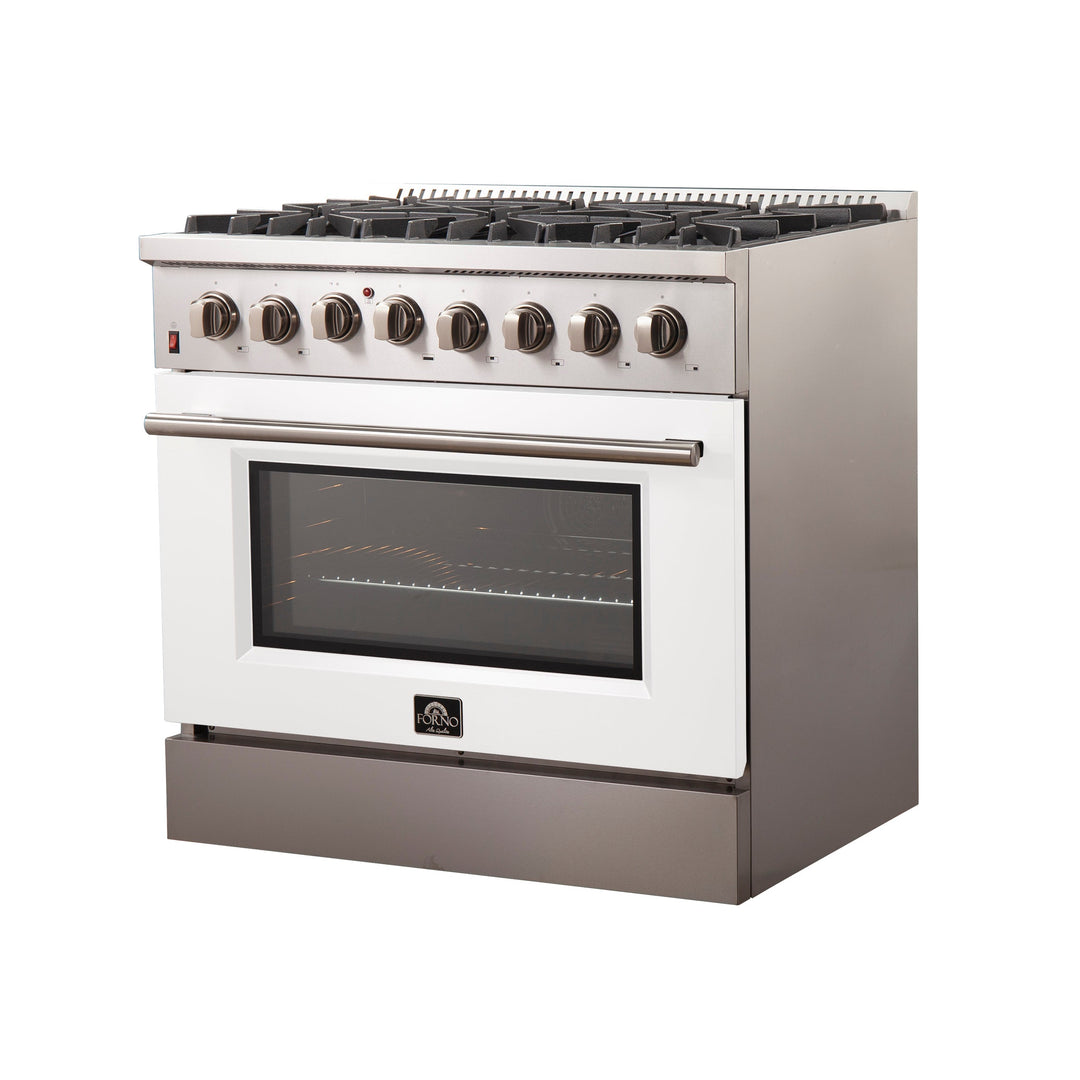 Forno 36 Inch Galiano Gas Burner / Electric Oven in Stainless Steel 6 Italian Burners (FFSGS6156-36)