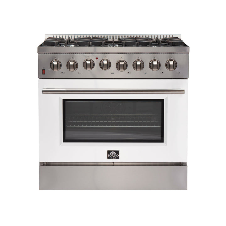 Forno 36 Inch Galiano Gas Burner / Electric Oven in Stainless Steel 6 Italian Burners (FFSGS6156-36)