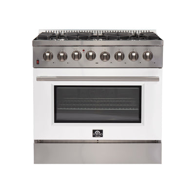 Forno 36 Inch Galiano Gas Burner / Electric Oven in Stainless Steel 6 Italian Burners (FFSGS6156-36)