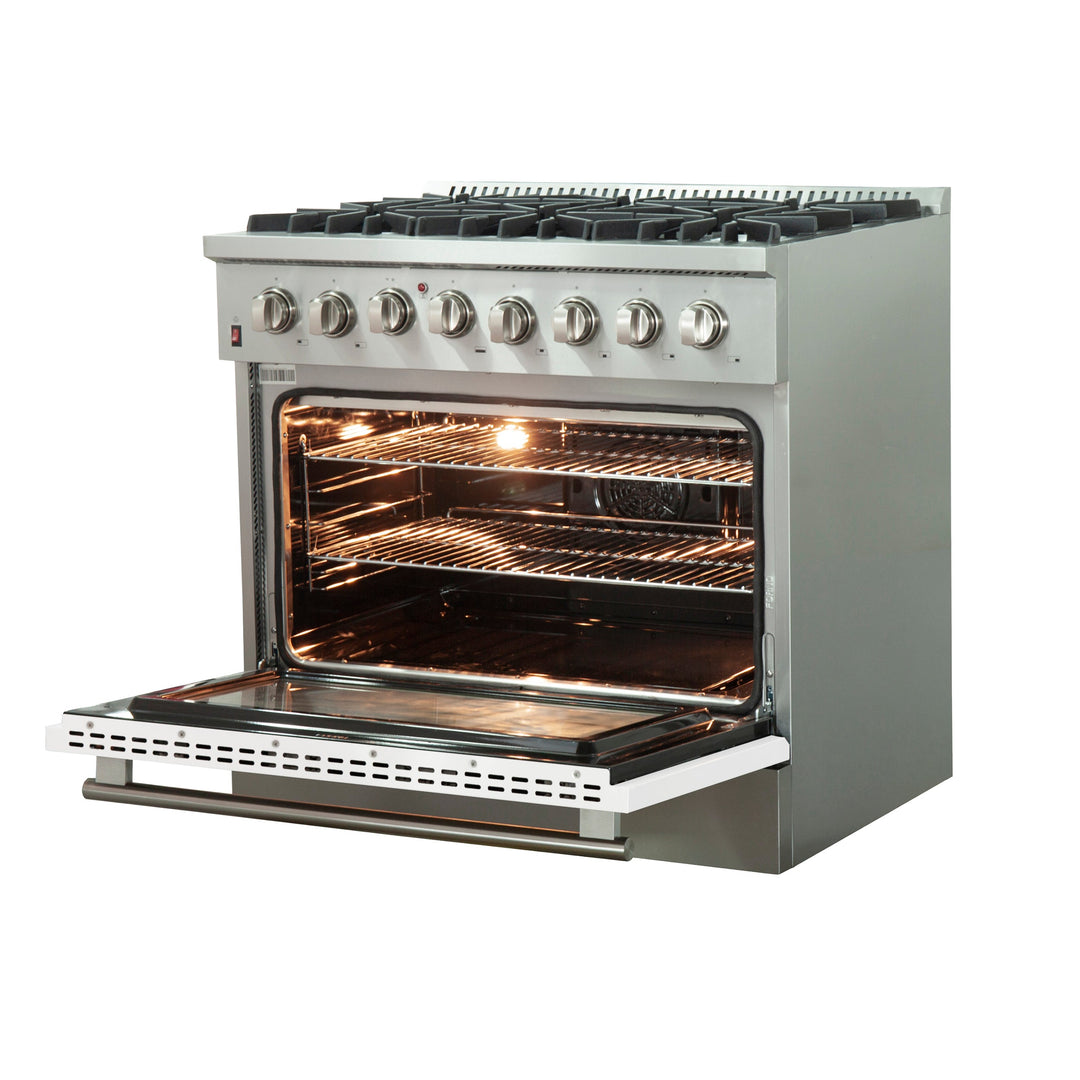 Forno 36 Inch Galiano Gas Burner / Electric Oven in Stainless Steel 6 Italian Burners (FFSGS6156-36)