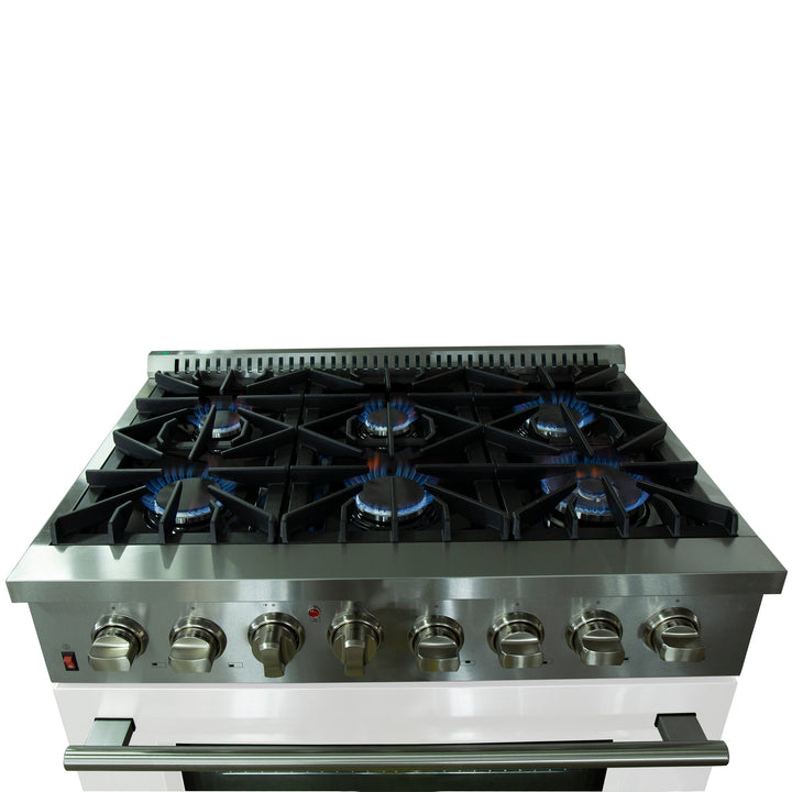 Forno 36 Inch Galiano Gas Burner / Electric Oven in Stainless Steel 6 Italian Burners (FFSGS6156-36)