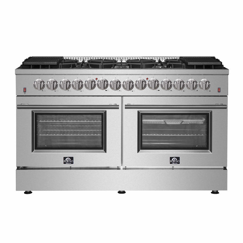 Forno Galiano 60 Inch Dual Fuel Range with 240v Electric Oven - 10 Burners in Stainless Steel (FFSGS6156-60)