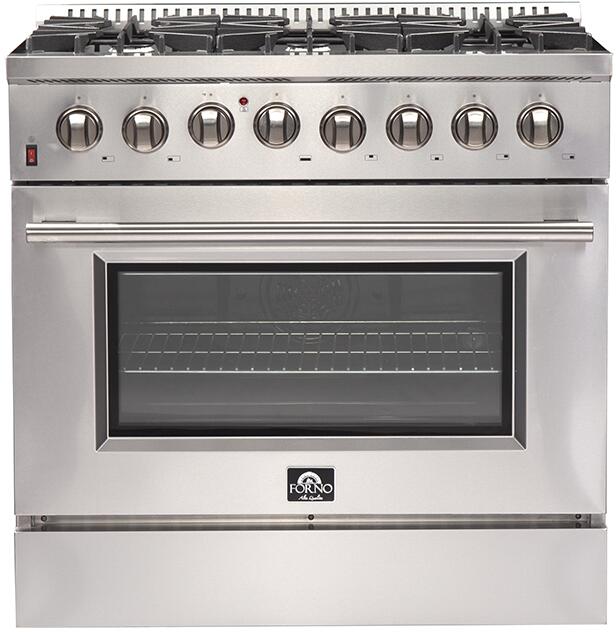 Forno 36″ Galiano Gas Burner / Electric Oven in Stainless Steel 6 Italian Burners, FFSGS6156-36