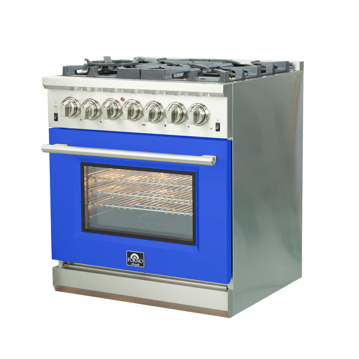 Forno 30 Inch Pro Series Capriasca Gas Burner / Electric Oven in Stainless Steel 5 Italian Burners (FFSGS6187-30)