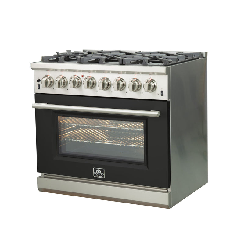 Forno 36 Inch Pro Series Capriasca Gas Burner / Electric Oven in Stainless Steel 6 Italian Burners (FFSGS6187-36)