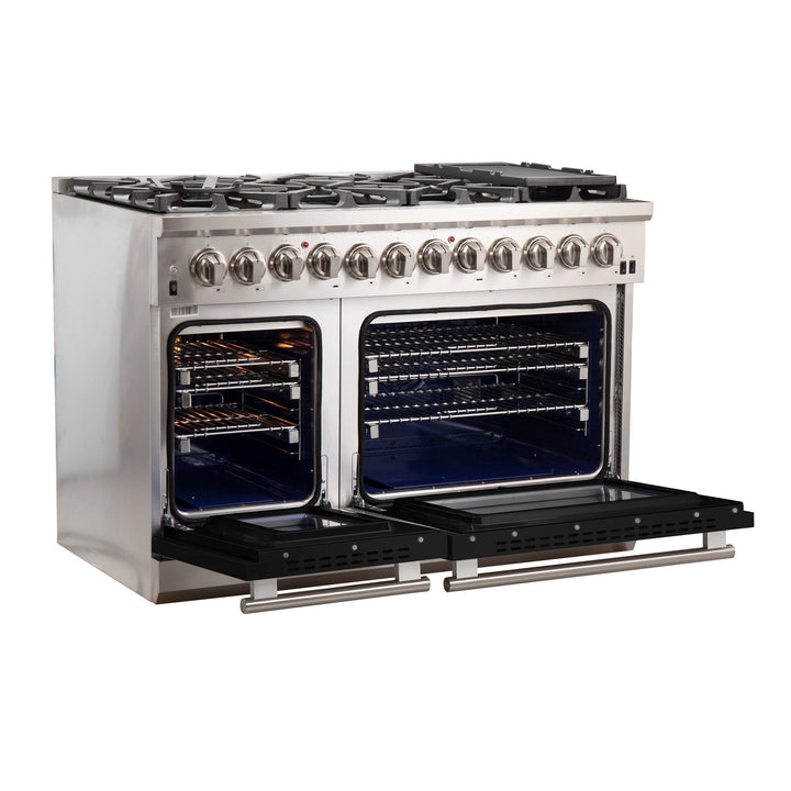 Forno 48 Inch Pro Series Capriasca Gas Burner / Electric Oven in Stainless Steel 8 Italian Burners (FFSGS6187-48)