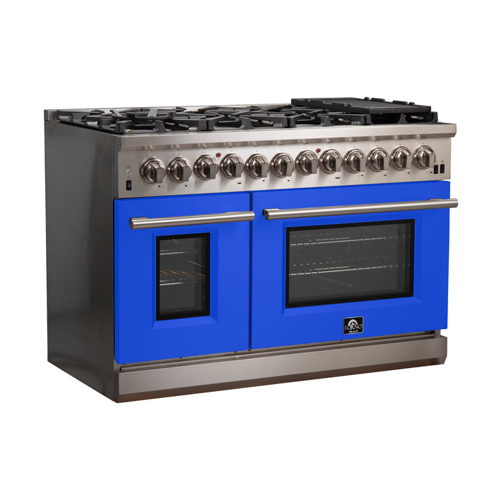 Forno 48 Inch Pro Series Capriasca Gas Burner / Electric Oven in Stainless Steel 8 Italian Burners (FFSGS6187-48)