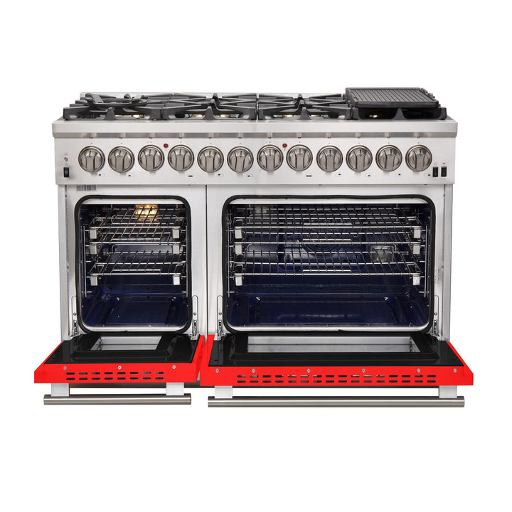 Forno 48 Inch Pro Series Capriasca Gas Burner / Electric Oven in Stainless Steel 8 Italian Burners (FFSGS6187-48)