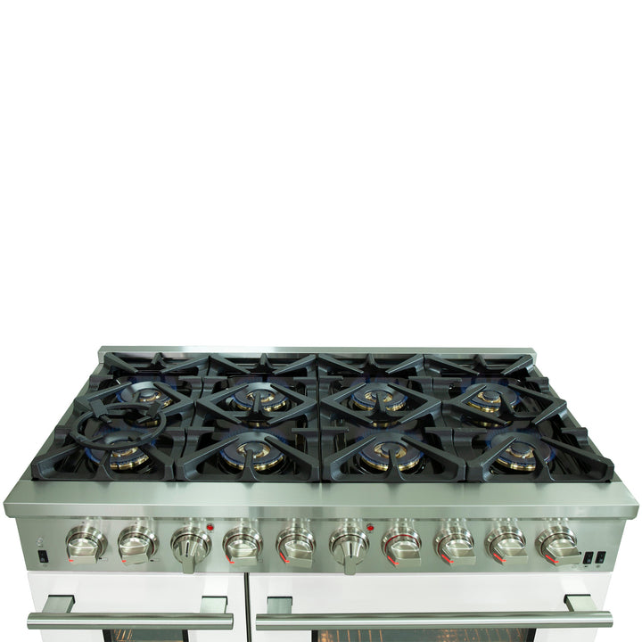 Forno 48 Inch Pro Series Capriasca Gas Burner / Electric Oven in Stainless Steel 8 Italian Burners (FFSGS6187-48)