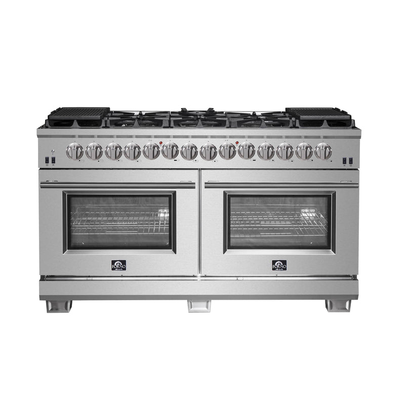 Forno 60 Inch Capriasca Dual Fuel Range with 240v Electric Oven - 10 Sealed Burners and 200,000 BTUs (FFSGS6187-60)