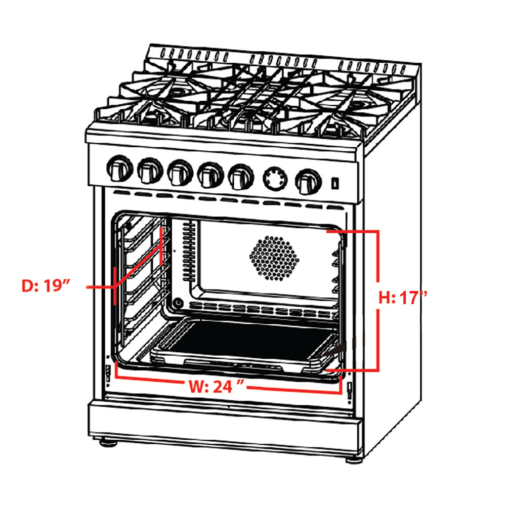 Forno Alta Qualita 30 Inch Gas Range with 4 Burners & Temperature Gauge in Stainless Steel (FFSGS6228-30S)