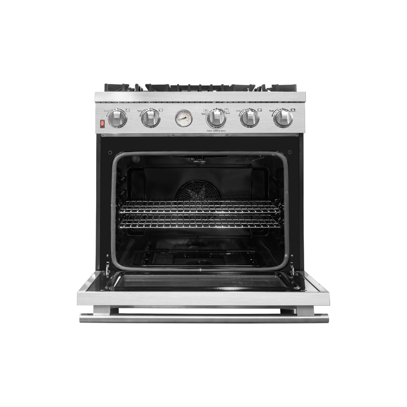 Forno Alta Qualita 30 Inch Gas Range with 4 Burners & Temperature Gauge in Stainless Steel (FFSGS6228-30S)