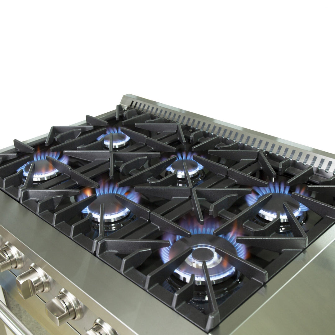 Forno 36 Inch Galiano Gas Burner / Electric Oven in Stainless Steel 6 Italian Burners (FFSGS6156-36)