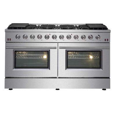 Forno Galiano 60 Inch Gas Range with 10 Burners in Stainless Steel (FFSGS6244-60)