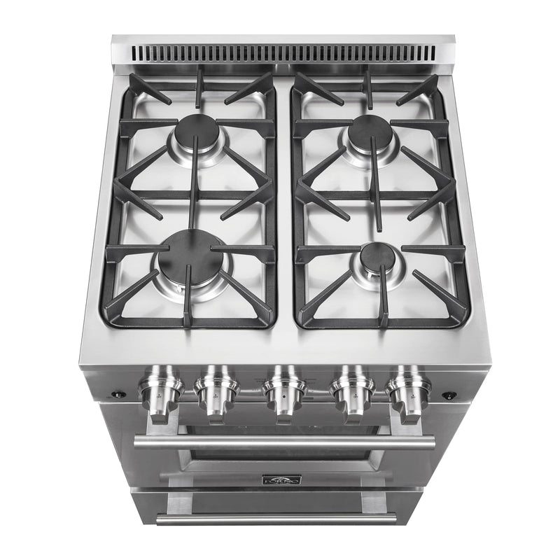 Forno 24 Inch Gas Range with 4 Burners and 38,000 BTUs in Stainless Steel (FFSGS6272-24)