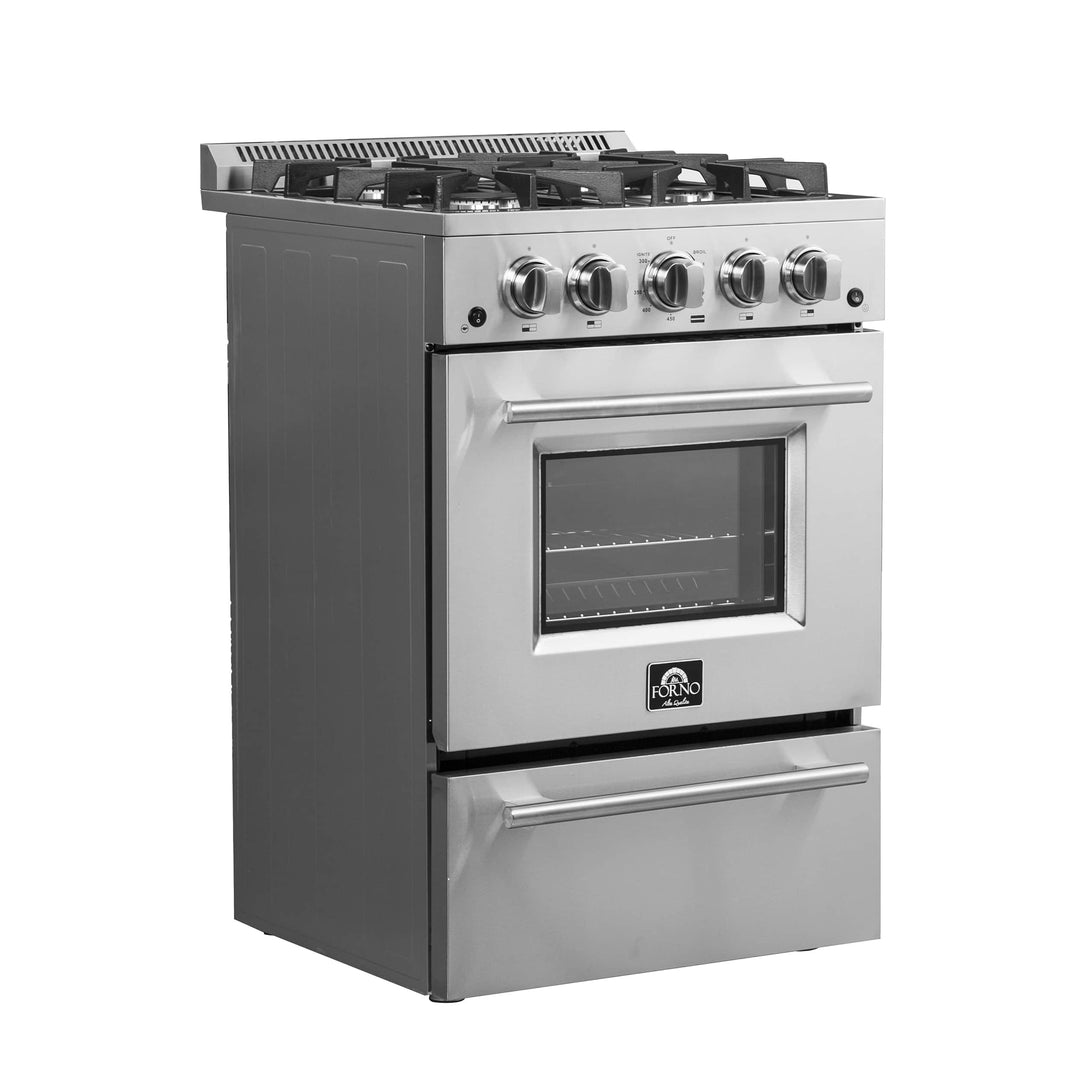 Forno 24 Inch Gas Range with 4 Burners and 38,000 BTUs in Stainless Steel (FFSGS6272-24)