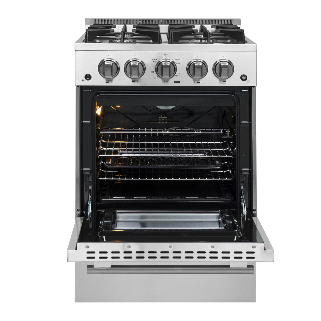 Forno 24 Inch Gas Range with 4 Burners and 38,000 BTUs in Stainless Steel (FFSGS6272-24)