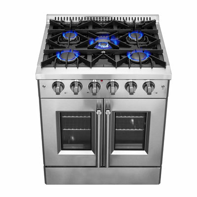 Forno 30 Inch Vittorio French Door Gas Range with 5 Sealed Burners and 68,000 BTUs in Stainless Steel (FFSGS6444-30)