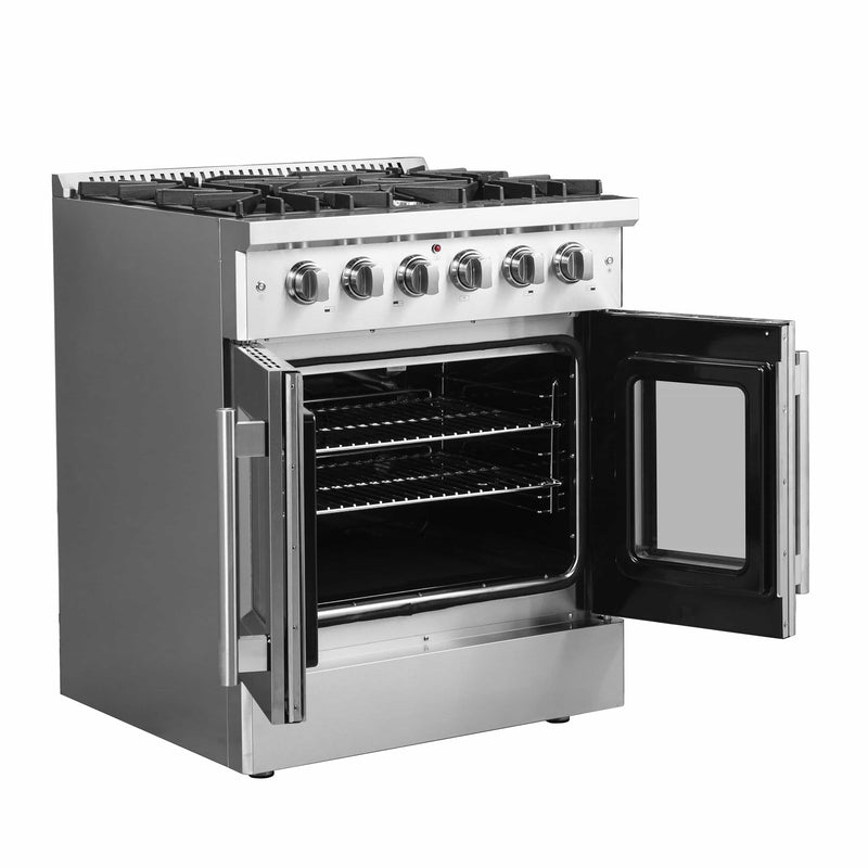 Forno 30 Inch Vittorio French Door Gas Range with 5 Sealed Burners and 68,000 BTUs in Stainless Steel (FFSGS6444-30)