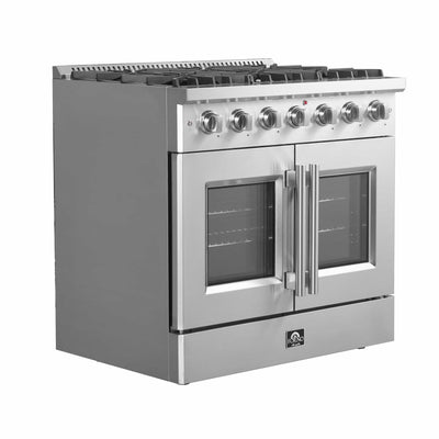 Forno 36 Inch Vittorio French Door Gas Range with 6 Sealed Burners and 83,000 BTUs in Stainless Steel (FFSGS6444-36)