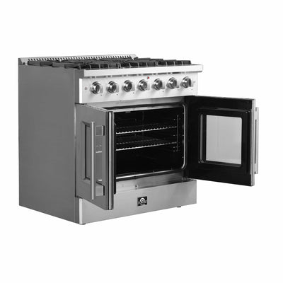 Forno 36 Inch Vittorio French Door Gas Range with 6 Sealed Burners and 83,000 BTUs in Stainless Steel (FFSGS6444-36)