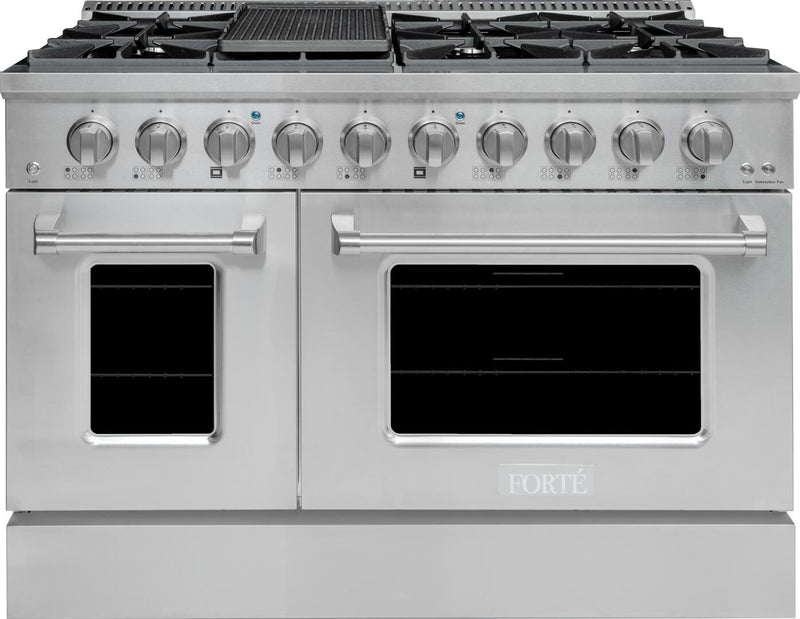 Forte 48" Freestanding All Gas Range - 8 Sealed Italian Made Burners, 5.53 cu. ft. Oven & Griddle - in Stainless Steel (FGR488BSS)