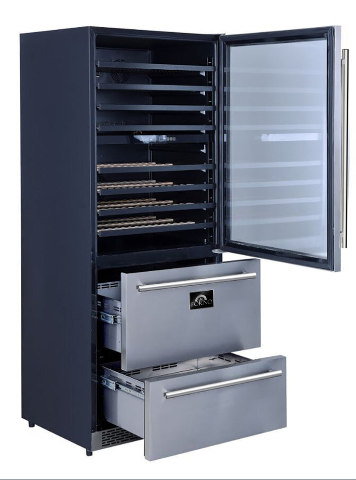 Forno 30 in. 144 Bottle & 200 Can Triple Zone Wine Cooler, FWCDR6661-30