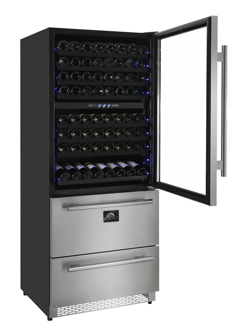 Forno 30 in. 144 Bottle & 200 Can Triple Zone Wine Cooler, FWCDR6661-30
