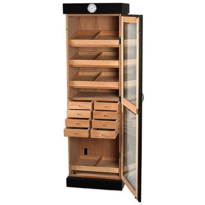 Quality Importers 3000 Ct. Black Humidor Cigar Tower Drawer Unit (HUM-2000BLK)