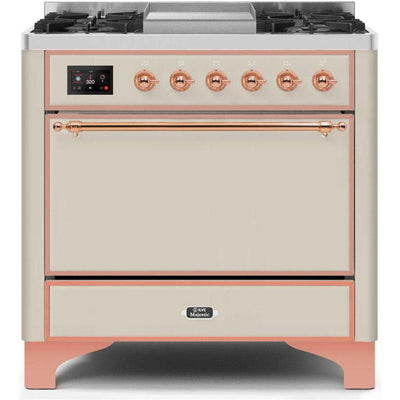 ILVE 36" Majestic II Series Freestanding Dual Fuel Single Oven Range with 6 Sealed Burners,  Solid Door, Convection Oven, TFT Oven Control Display, Child Lock and Griddle - UM09FDQ
