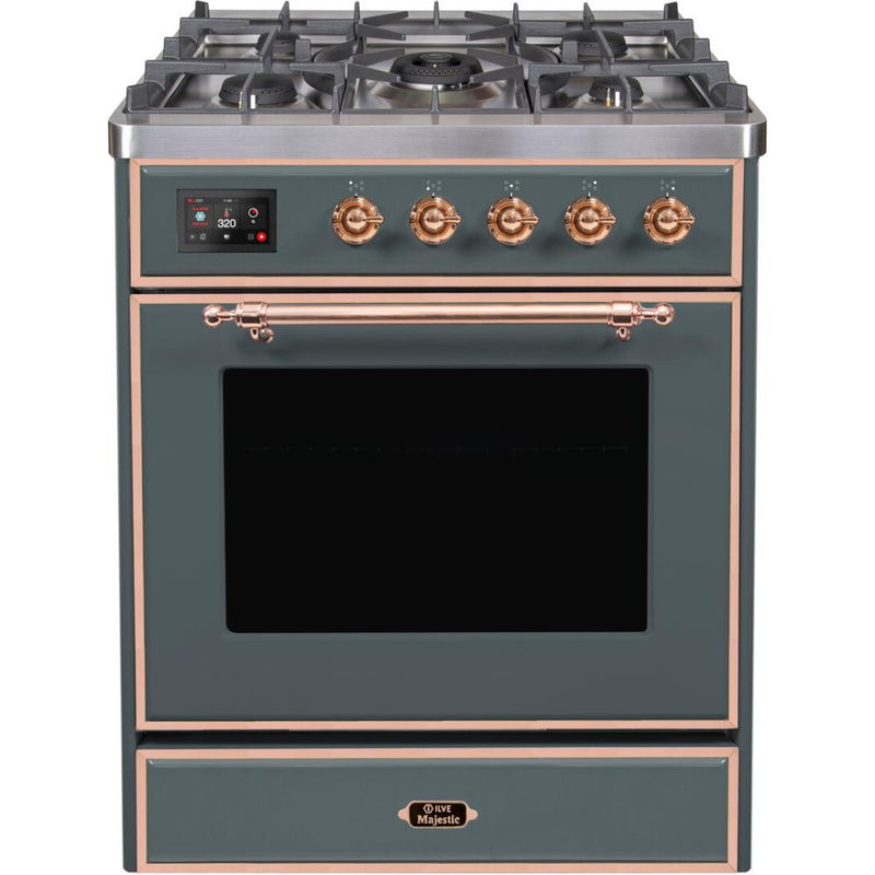 ILVE 30" Majestic II Series Freestanding Dual Fuel Single Oven Range with 5 Sealed Burners, Triple Glass Cool Door, Convection Oven, TFT Oven Control Display and Child Lock - UM30DNE3