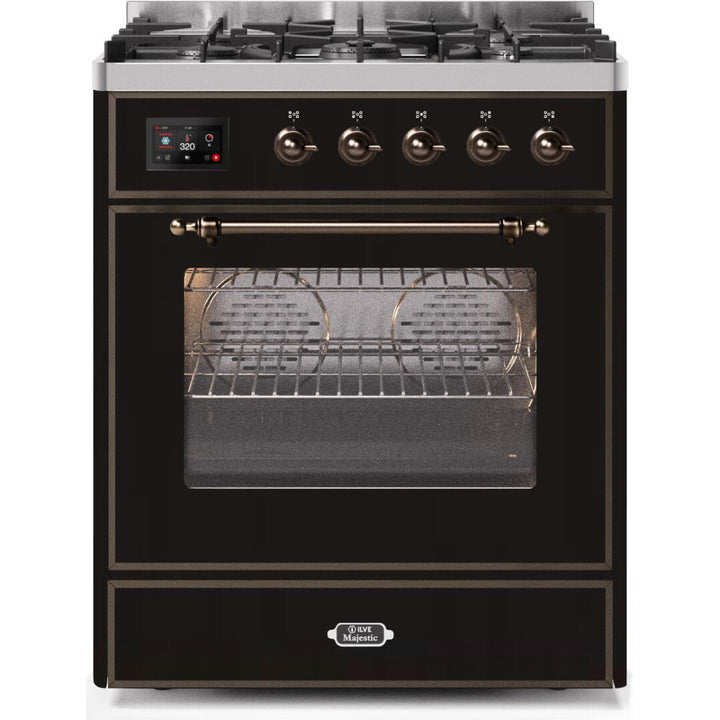 ILVE 30" Majestic II Series Freestanding Dual Fuel Single Oven Range with 5 Sealed Burners, Triple Glass Cool Door, Convection Oven, TFT Oven Control Display and Child Lock - UM30DNE3