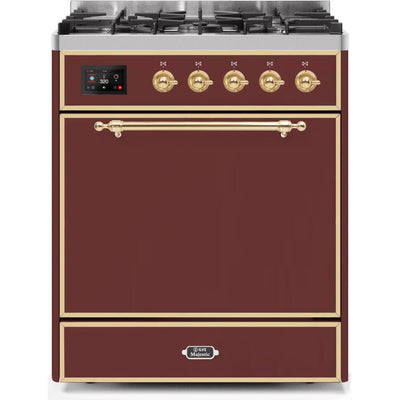 ILVE 30" Majestic II Series Freestanding Dual Fuel Single Oven Range with 5 Sealed Burners,  Solid Door, Convection Oven, TFT Oven Control Display and Child Lock - UM30DQ