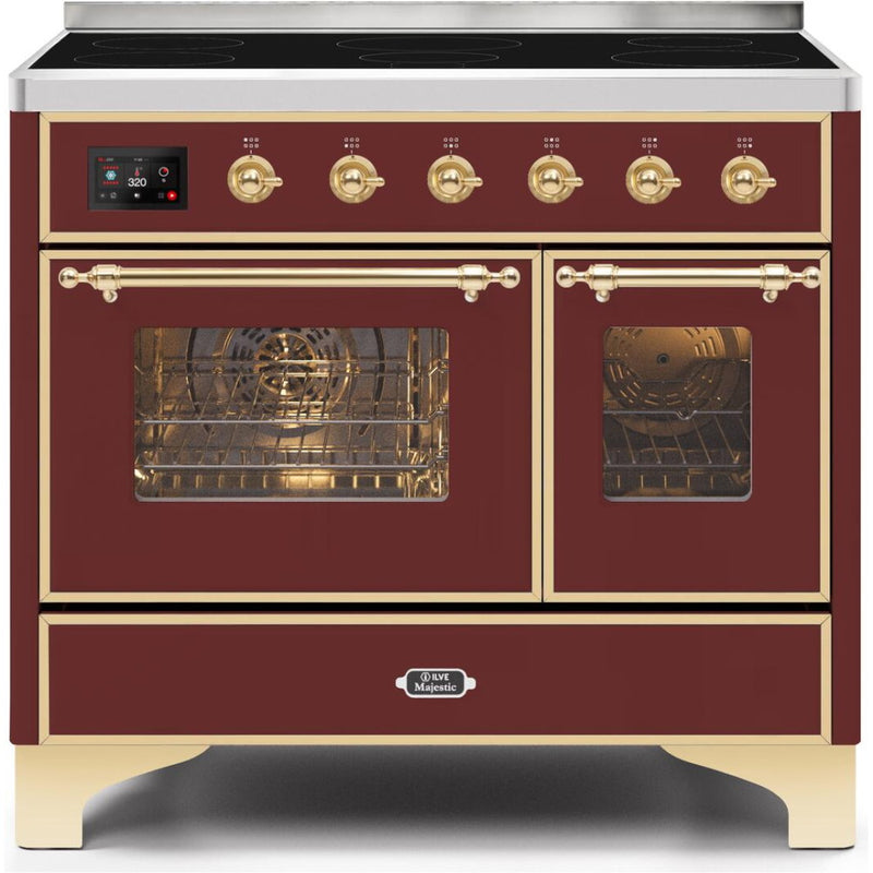 ILVE 40" Majestic II Series Freestanding Electric Double Oven Range with 6 Elements, Triple Glass Cool Door, Convection Oven, TFT Oven Control Display and Child Lock - UMDI10