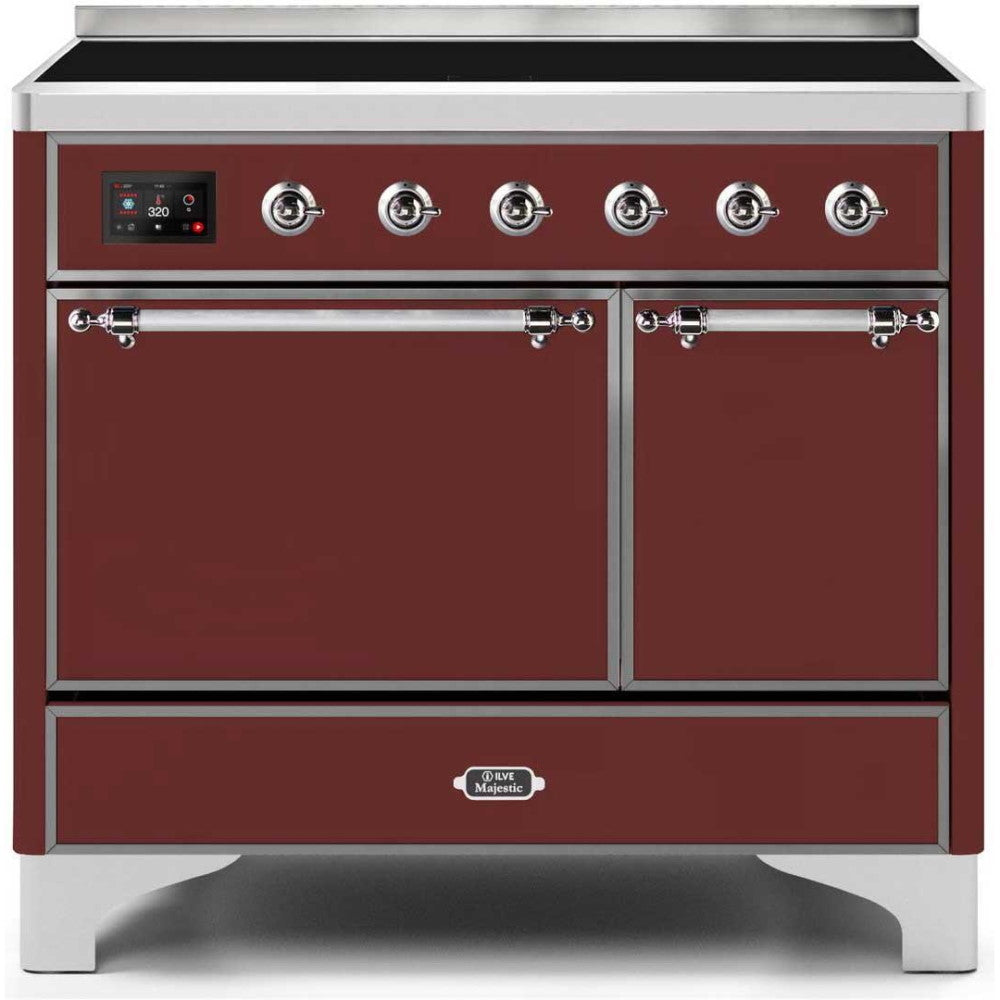 ILVE 40" Majestic II Series Freestanding Electric Double Oven Range with 6 Elements, Solid Door, Convection Oven, TFT Oven Control Display and Child Lock - UMDI10Q