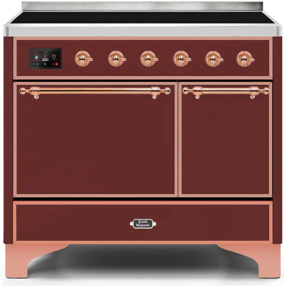 ILVE 40" Majestic II Series Freestanding Electric Double Oven Range with 6 Elements, Solid Door, Convection Oven, TFT Oven Control Display and Child Lock - UMDI10Q