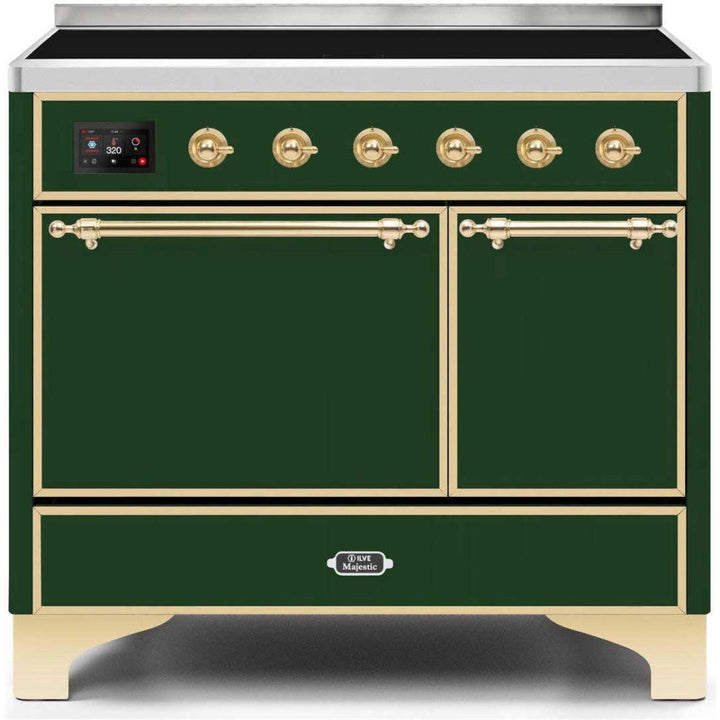 ILVE 40" Majestic II Series Freestanding Electric Double Oven Range with 6 Elements, Solid Door, Convection Oven, TFT Oven Control Display and Child Lock - UMDI10Q