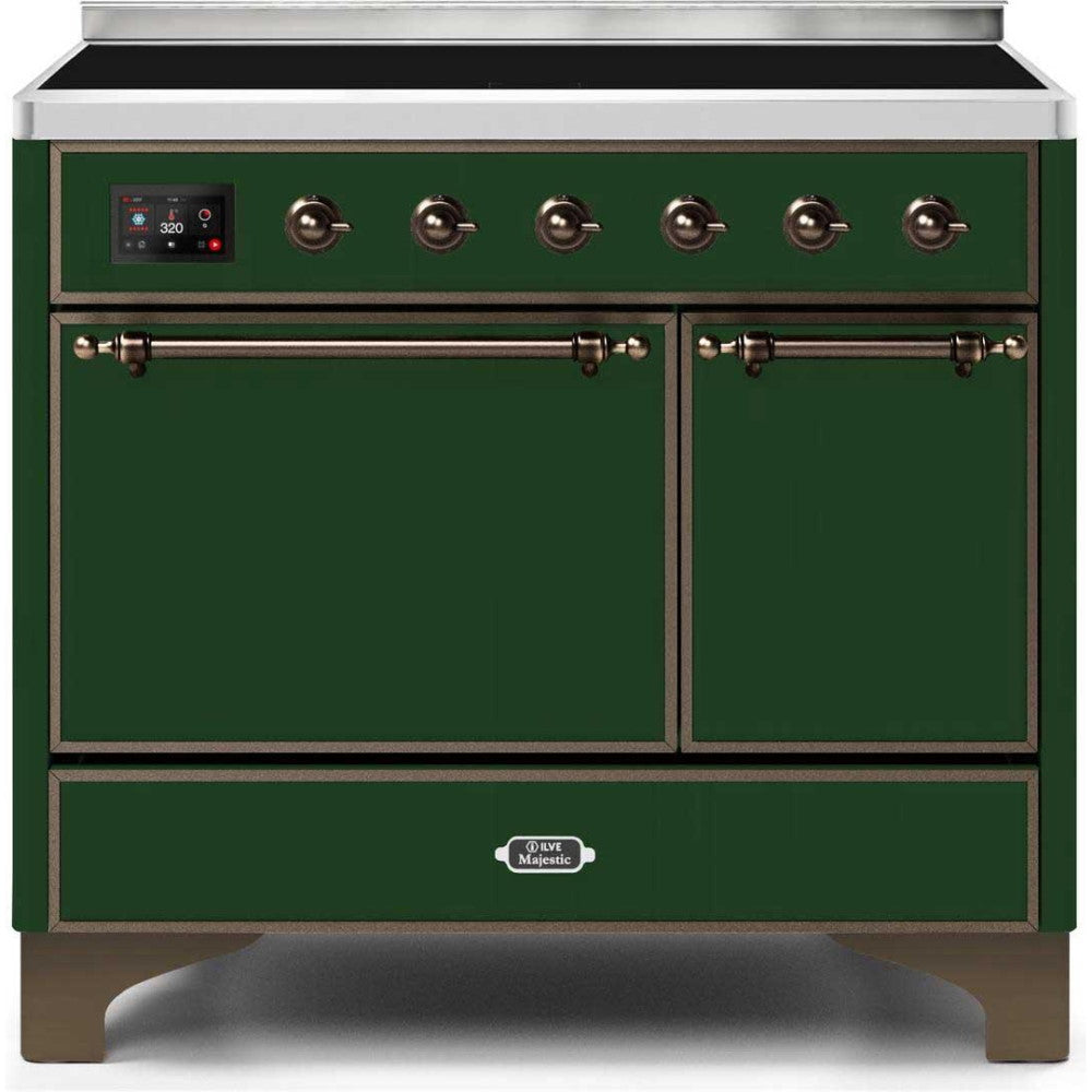 ILVE 40" Majestic II Series Freestanding Electric Double Oven Range with 6 Elements, Solid Door, Convection Oven, TFT Oven Control Display and Child Lock - UMDI10Q