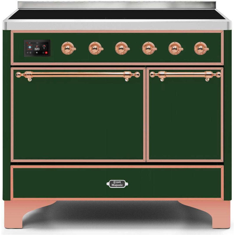 ILVE 40" Majestic II Series Freestanding Electric Double Oven Range with 6 Elements, Solid Door, Convection Oven, TFT Oven Control Display and Child Lock - UMDI10Q