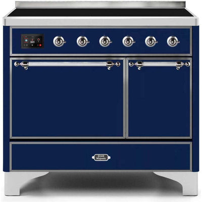 ILVE 40" Majestic II Series Freestanding Electric Double Oven Range with 6 Elements, Solid Door, Convection Oven, TFT Oven Control Display and Child Lock - UMDI10Q