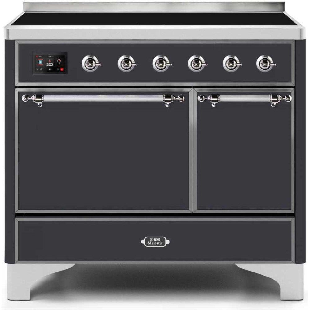 ILVE 40" Majestic II Series Freestanding Electric Double Oven Range with 6 Elements, Solid Door, Convection Oven, TFT Oven Control Display and Child Lock - UMDI10Q