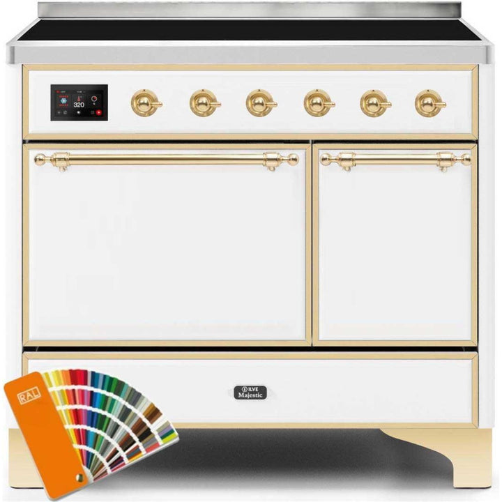 ILVE 40" Majestic II Series Freestanding Electric Double Oven Range with 6 Elements, Solid Door, Convection Oven, TFT Oven Control Display and Child Lock - UMDI10Q