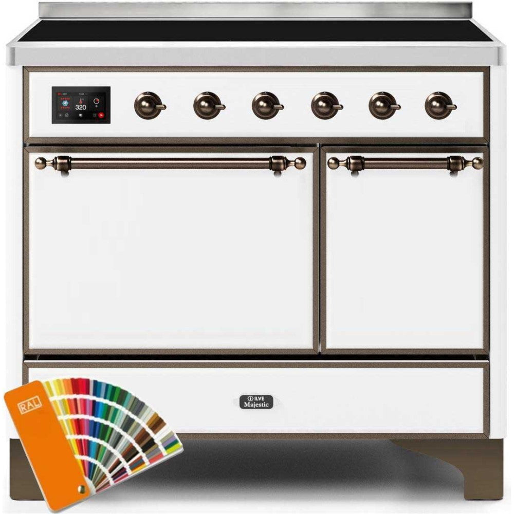 ILVE 40" Majestic II Series Freestanding Electric Double Oven Range with 6 Elements, Solid Door, Convection Oven, TFT Oven Control Display and Child Lock - UMDI10Q